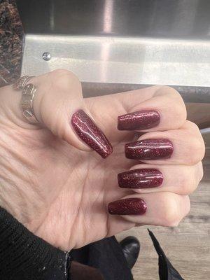 Coffin shaped gel nails