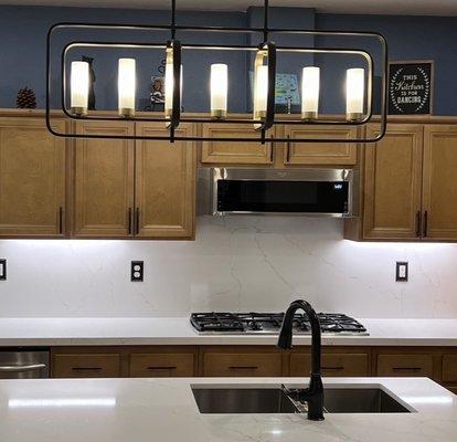 New Kitchen Led Lighting Under the Cabinets & New Linear Island Pendant Installation.