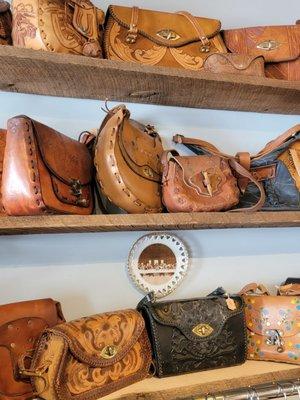 Collection of vintage leather purses