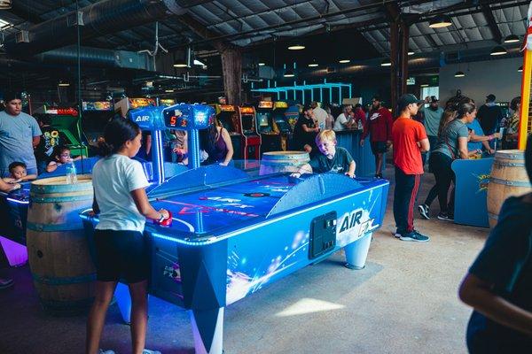 Cidercade has almost 300 classic and modern arcade games, pinball machines, skee-ball, pool tables, air hockey, and more!