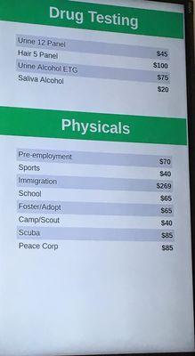 Quick labs and doctors visits for forms