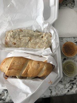 To go: burrito and torta only $15!