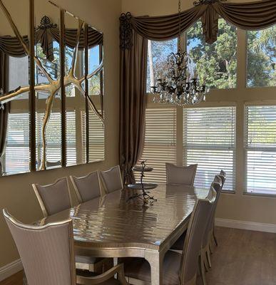 dining table and mirrors