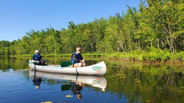 Canoe and kayak rentals available during the summer season.