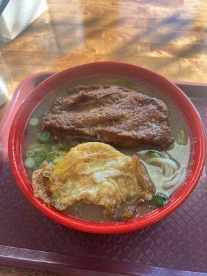 Pork ribs rice noodle with egg