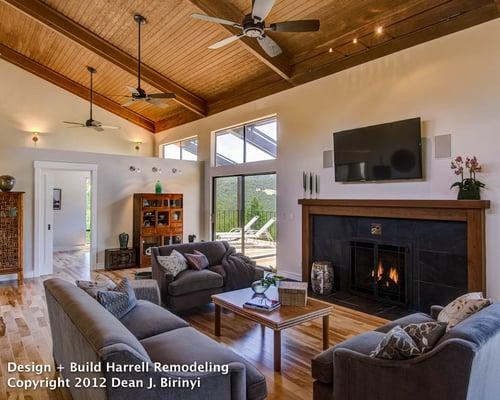 Portola Valley Ranch whole house remodel that included this beautiful living room, with a view of the valley.