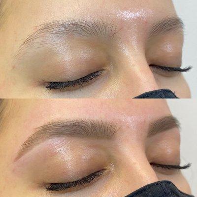 Brow Wax finished with Kelley Baker Brow Products, available to purchase in salon.