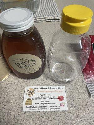 Tupelo Honey, empty squeezer, business card