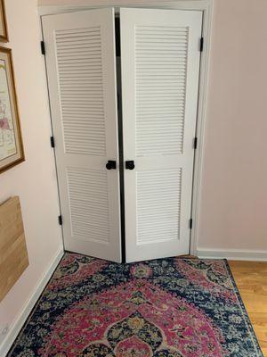 Beautiful custom French doors in laundry closet From HOme Depot