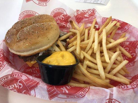 Garlic Double Steakburger Combo with medium cheese fries