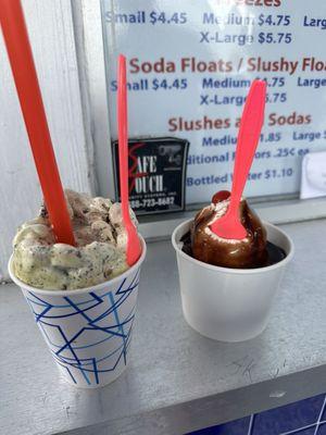 Shake: Cake Batter, Oreos and Cookie Dough; Sundae: Reese's and Hot Fudge