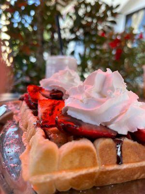 Strawberry and Whipped Cream Waffle