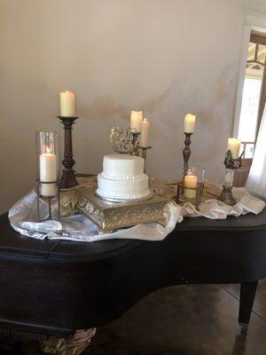 Antique piano located in ball room