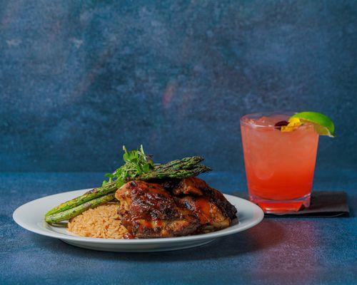 Jerk Chicken and Rice and Peas