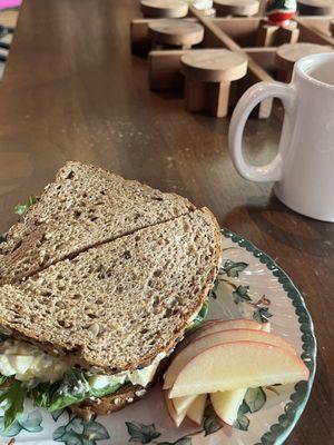 The egg salad sandwich was a delicious surprise.