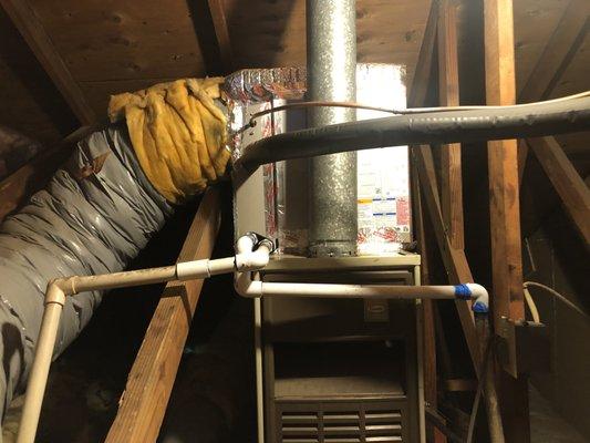 Evaporator coil installation and new drainage. (furnace is old!)