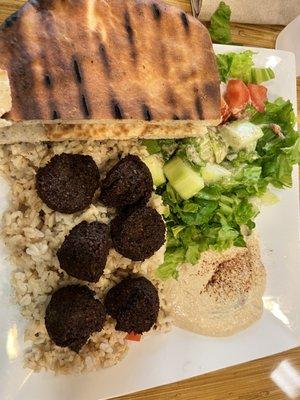 Burnt falafel and charred pita