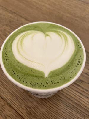 Matcha latte $5.75 with almond milk +$1.00