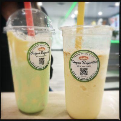 Honeydew and Mango Passion smoothies.