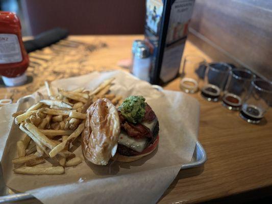 Bacon-Guacamole Deluxe Burger* and Fries