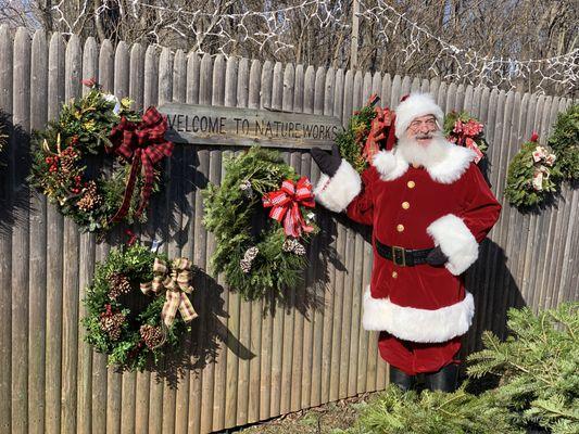 A visit from Santa! He loved our handmade wreaths!