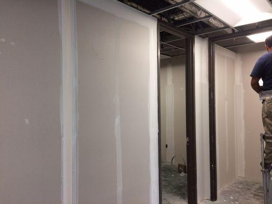 Commercial drywall and painting in progress