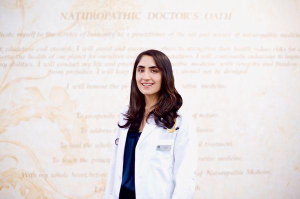 Shreya Soni, ND, with the Naturopathic Doctor's Oath. Taken during her white-coat ceremony at the Canadian College of Naturopathic Medicine