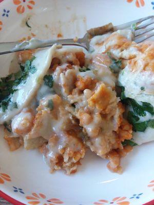 These enchiladas were soooooo good. Butternut squash, poblanos, navy beans with a cashew based sauce.