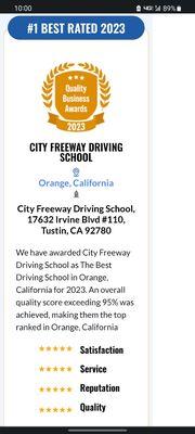 Driving school awards