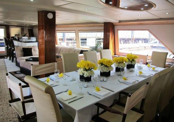 Fine dining on your own Private yacht charter in NYC and surrounding areas