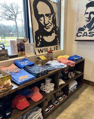 Shirts & hats for m little ones (even Texas branded/themed onesies). And graphic art is so awesome - Willie & Johnny approve.