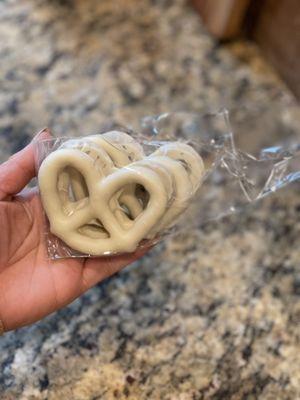 White chocolate covered pretzels