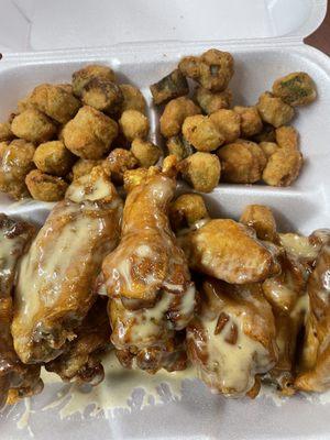 10 Honey Mustard Wings and Fried Okra