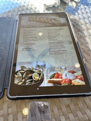 The Menu is on a tablet