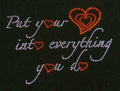 HEART IN EVERYTHING  organic cotton or bamboo rhinestone t-shirts