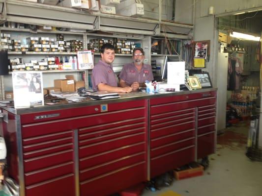 cliff and robert at charlies tool box/counter