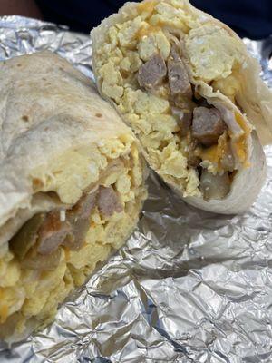 Sausage egg and cheese burrito