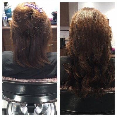 Before and after Hot Heads extensions by Connie!