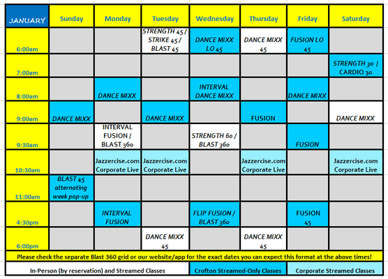 Our current schedule!