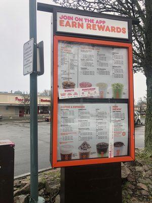 Drive through menu