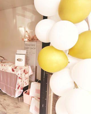 Decorated entry with balloons