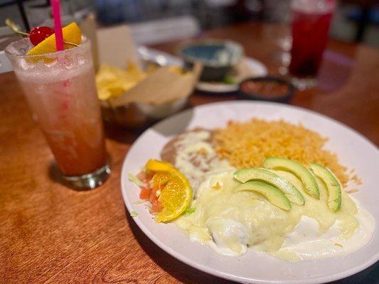 Carne asada enchiladas blanca