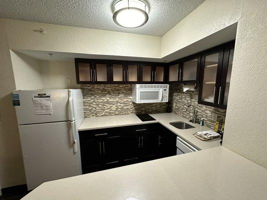 Kitchen area of a king room