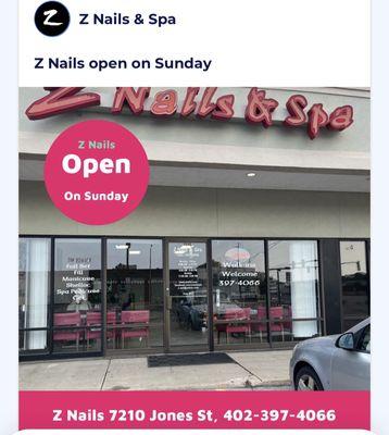 Z Nails open on Sunday