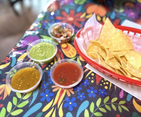 Warm chips and salsa bar