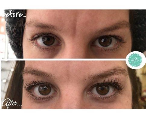 Before and after lash lift