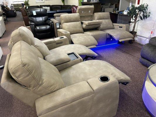 Furniture- Zero gravity power recliner fabric sofa- Greymel $985