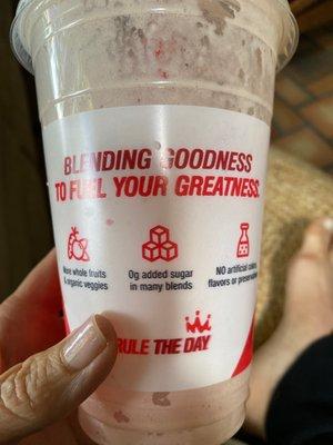 Shredder without pear juice in a foam cup with PB- none of that was honored plus I was given two