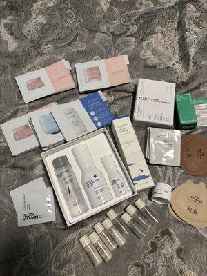 Round Lab sunscreen and IOPE special set. Plus additions samples from Laneige, innisfree, PHA, and IOPE.  Thank you Jennifer.