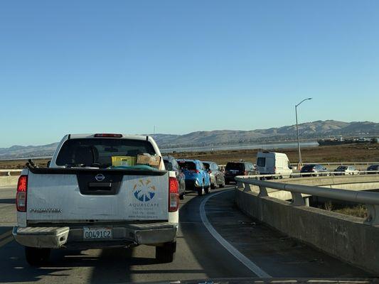 One of their reckless drivers passes me as we enter the on-ramp. Two 2 seconds later we are sitting in traffic.